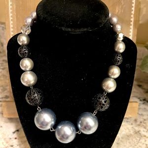 Silver and black statement necklace